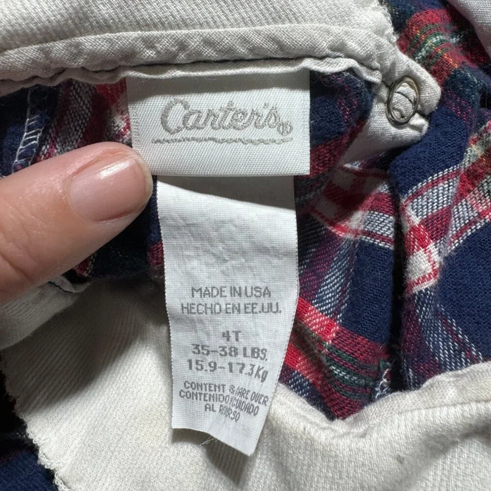 Carter's Plaid Dress Peter Pan Collar Long Sleeve 4T Peasant Classic Cottage - Picture 8 of 9